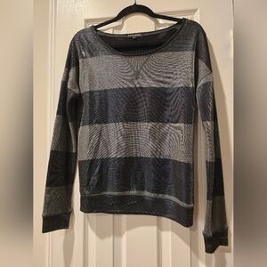 Striped Black and Gray Metallic Top